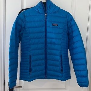 Blue Patagonia Women’s Down Sweater Hoody Jacket